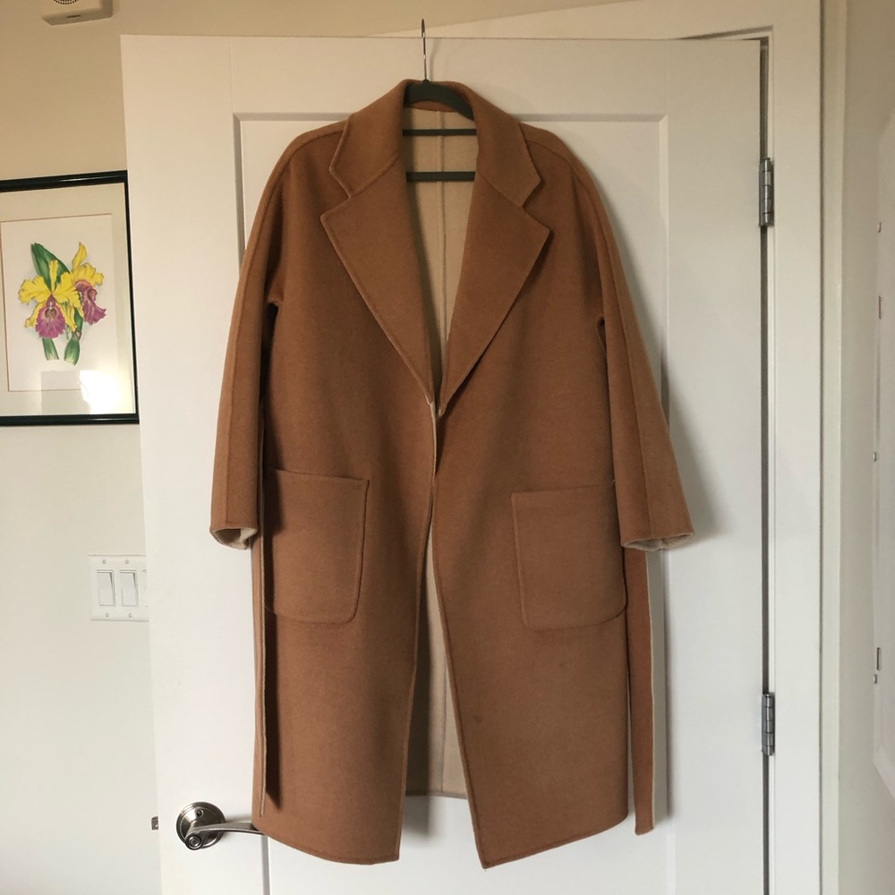 Edited Pieces wool coat in camel/creme